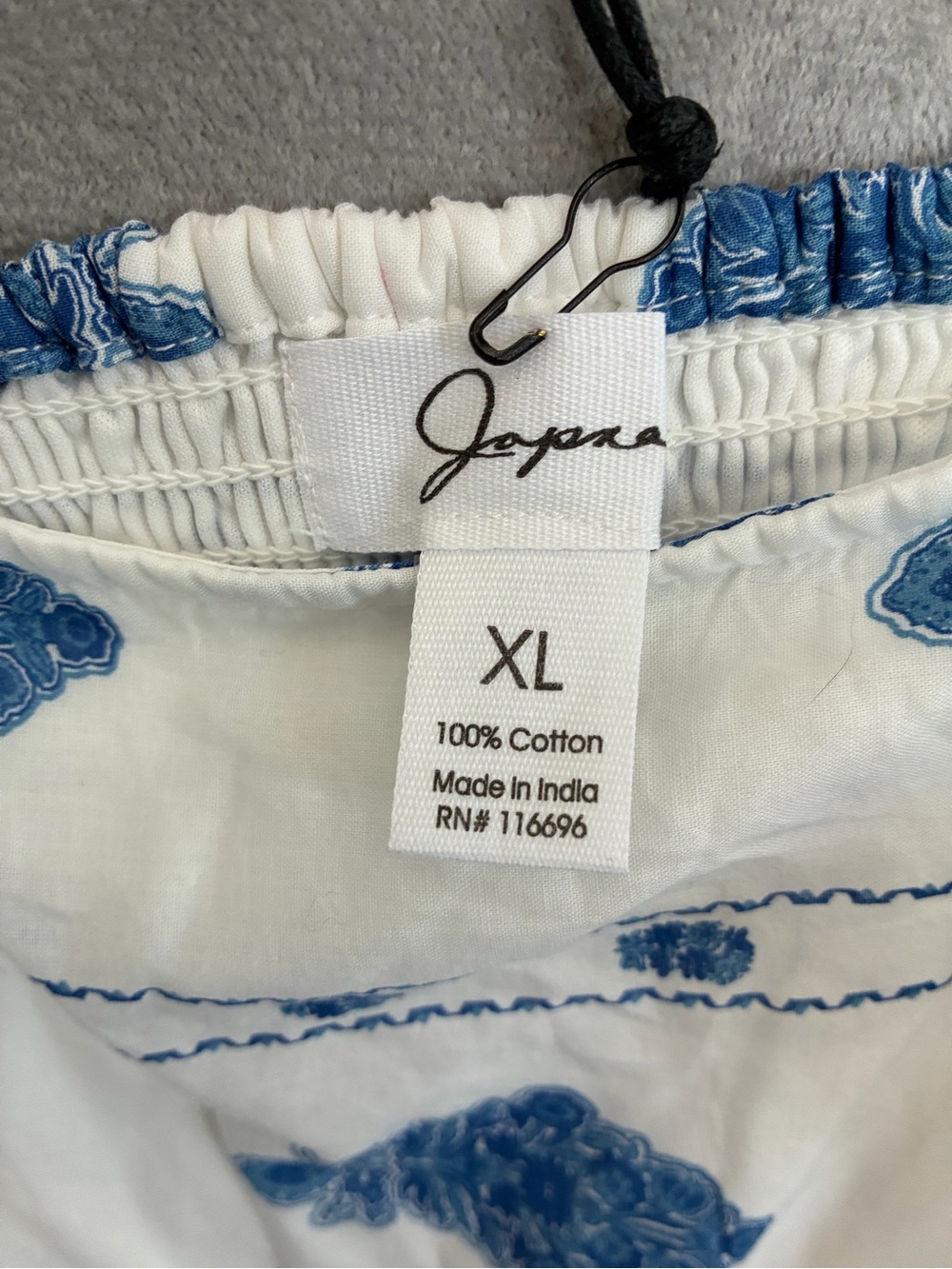 Japna White Maxi Dress with Blue Floral Print & Pockets SZ XL NWT/0383 - Picture 10 of 11